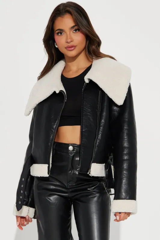 You Have My Heart Faux Leather Jacket - Black sold by Fashion Nova