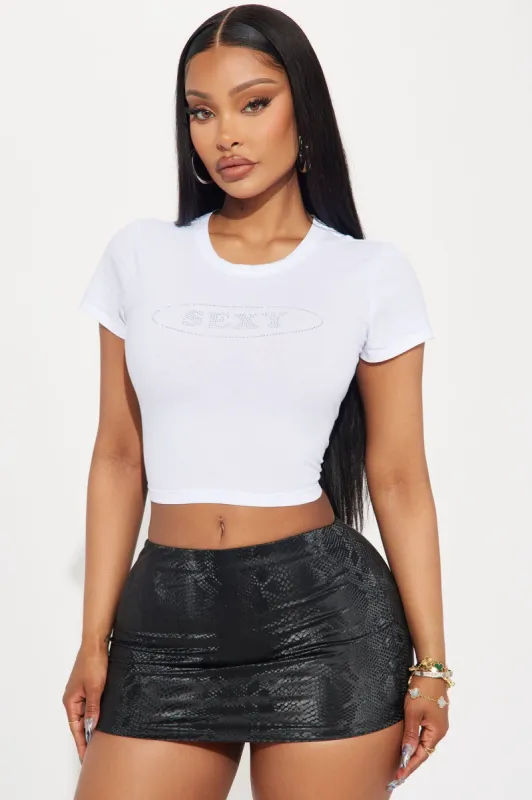 Sexy Thing Rhinestone Tee - White sold by Fashion Nova