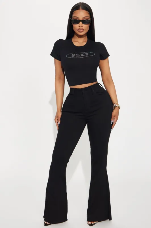 Watch And Learn Stretch Flare Jeans - Black sold by Fashion Nova