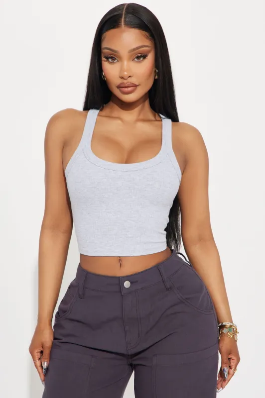 Teresa Scoop Neck Tank Top - Heather Grey sold by Fashion Nova