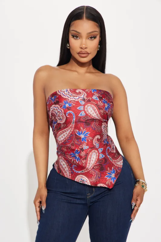 Scarlett Handkerchief Top - Red/combo sold by Fashion Nova