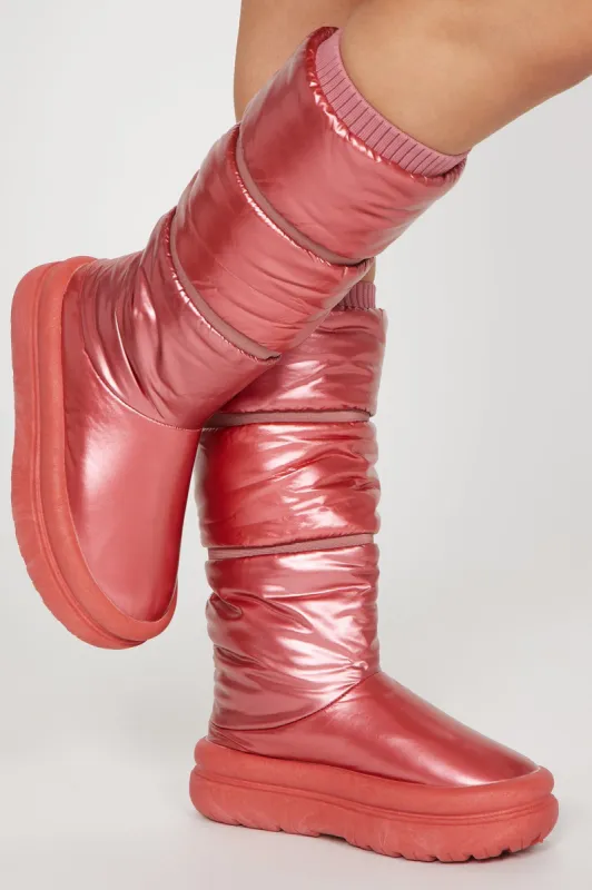 Snow Glam Puffer Boots - Rose Gold sold by Fashion Nova