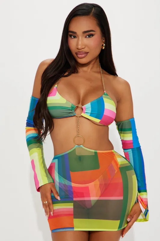 Alisson 4 Piece Swim Set - Red/combo sold by Fashion Nova