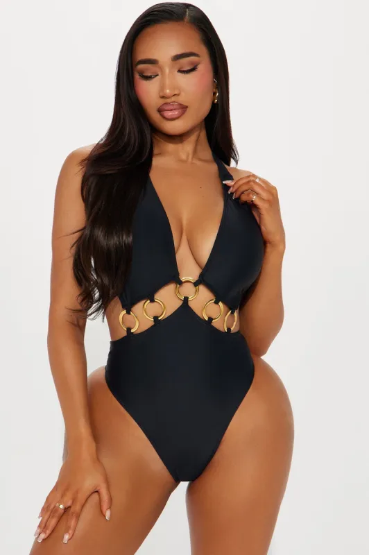 Paradise Fling O Ring Cutout 1 Piece Swimsuit - Black sold by Fashion Nova