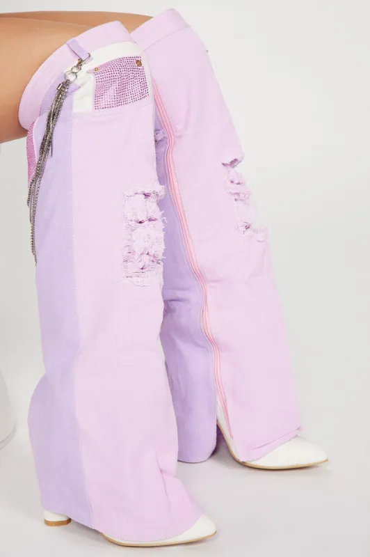 Punk Princess Knee High Heeled Boots - Multi Color sold by Fashion Nova