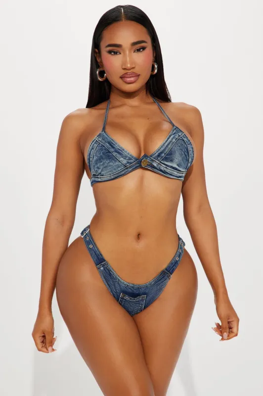 Summer Cutoff Denim 2 Piece Bikini Sunsuit - Denim sold by Fashion Nova