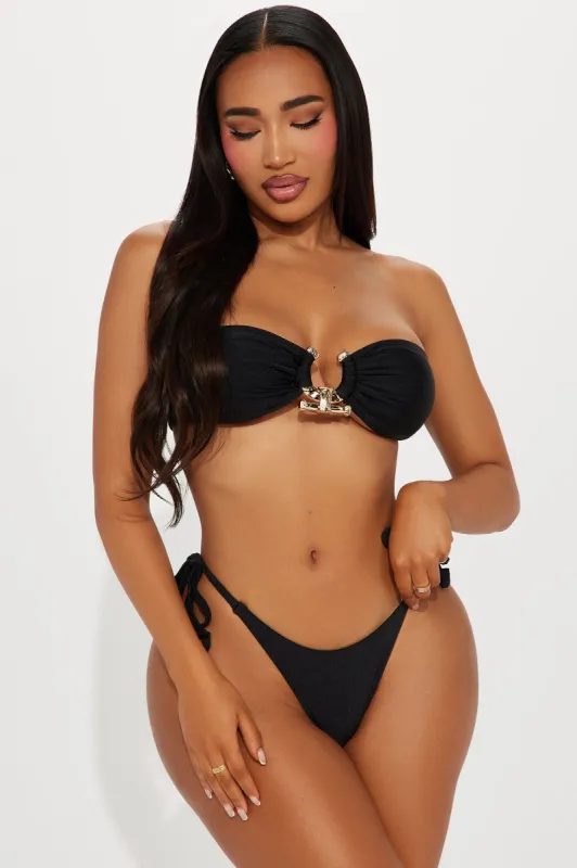 Farrah Hardware Satin 2 Piece Bikini - Black sold by Fashion Nova