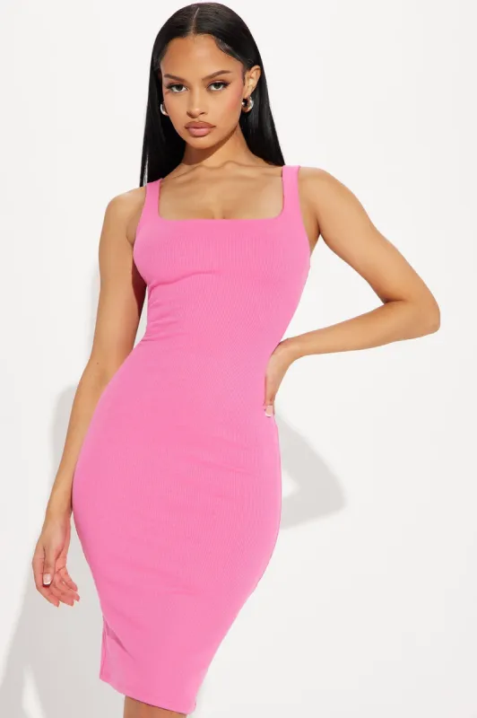 Demi Double Lined Midi Dress - Pink sold by Fashion Nova