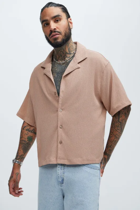 Jace Textured Shirt - Taupe sold by Fashion Nova