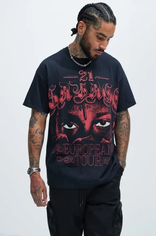 21 Savage European Tour Oversize Short Sleeve Tee - Black sold by Fashion Nova