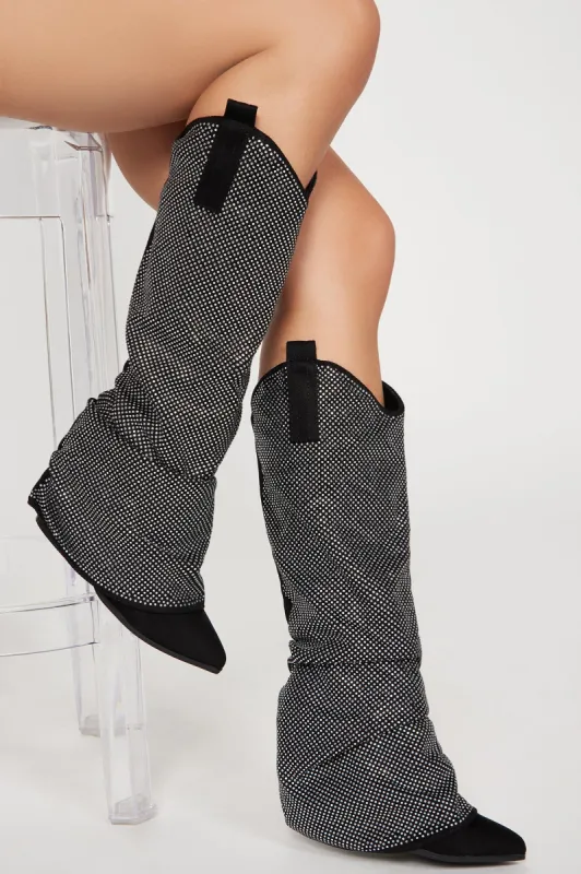 Barbie Cowgirl Knee High Boots - Black sold by Fashion Nova