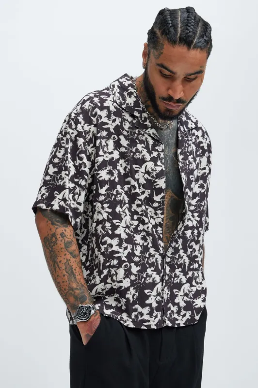 Salem Linen Shirt - Black/combo sold by Fashion Nova