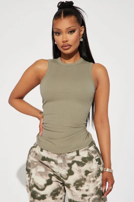 Lily Ribbed Tank - Olive sold by Fashion Nova