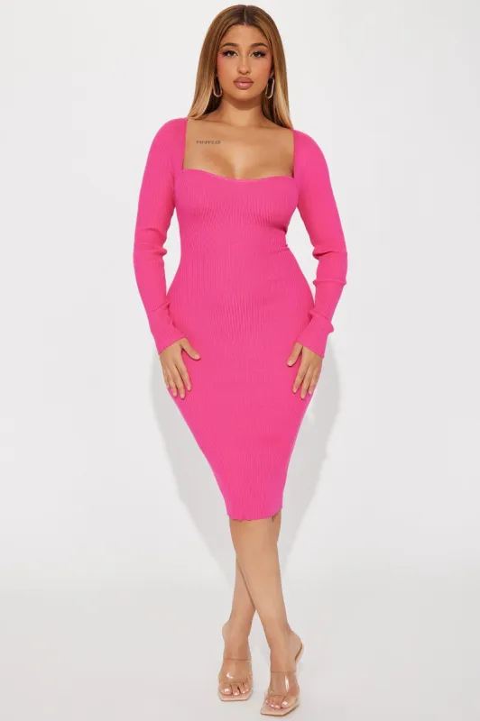 Jessie Sweater Midi Dress - Fuchsia sold by Fashion Nova