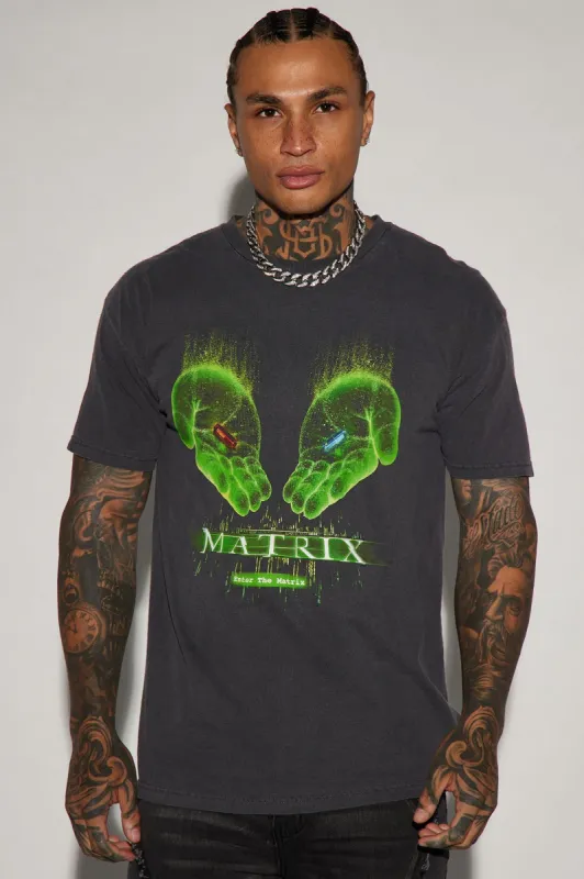 The Matrix Blue Pill or Red Pill Short Sleeve Tee - Black sold by Fashion Nova