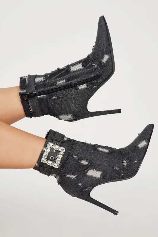 Kamri Heeled Boots - Black Wash sold by Fashion Nova