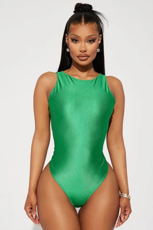 Holly Satin Bodysuit - Green sold by Fashion Nova