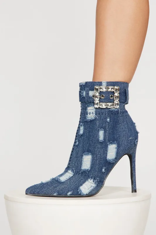 Kamri Heeled Boots - Denim made by Fashion Nova