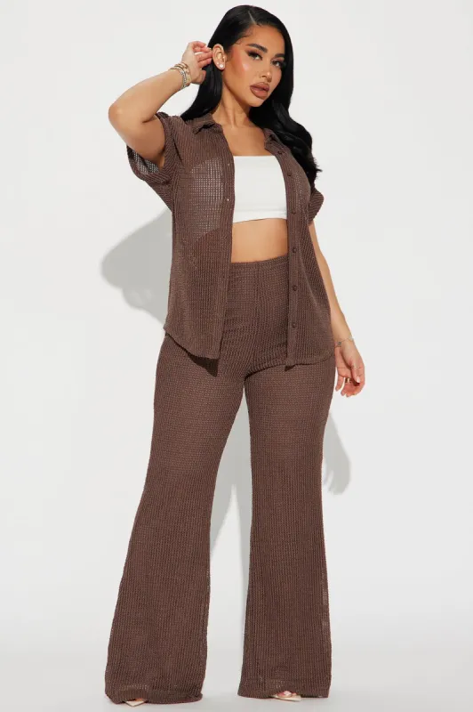 Paradise Livin' Crochet Pant Set - Brown sold by Fashion Nova