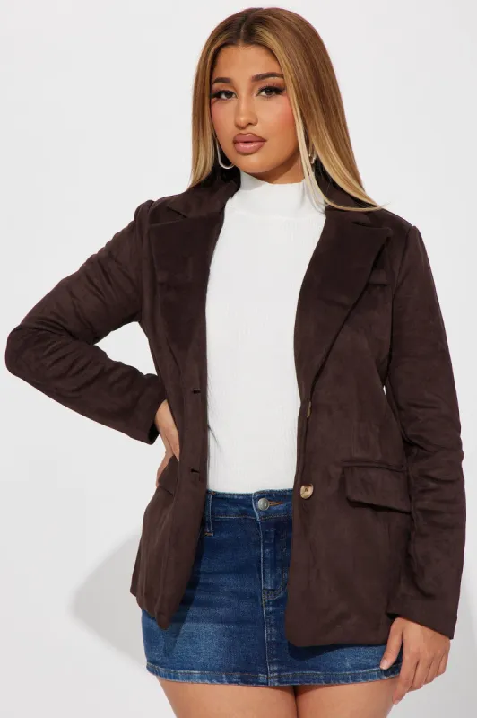 Western Outings Faux Suede Blazer - Chocolate made by Fashion Nova