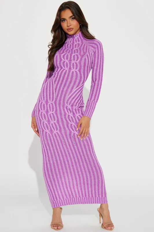 Macie Sweater Maxi Dress - Purple sold by Fashion Nova