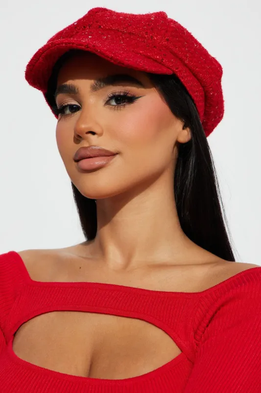 Night Out On Broadway Cabbie Hat - Red sold by Fashion Nova