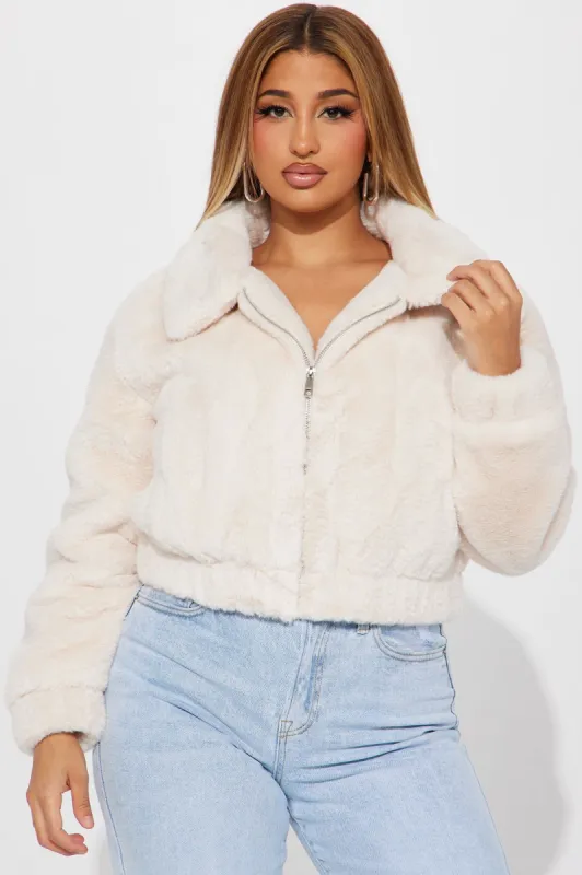 Better With You Faux Fur Jacket - Taupe sold by Fashion Nova