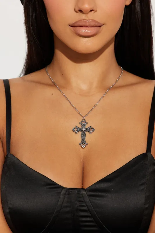 Savannah Cross Necklace - Silver sold by Fashion Nova