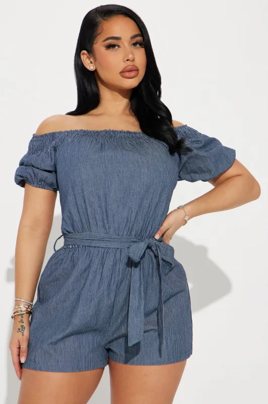 Good Girl Romper - Navy sold by Fashion Nova