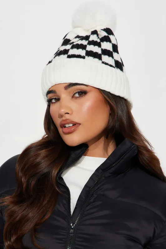 Check Me If You Can Beanie - Black/White sold by Fashion Nova