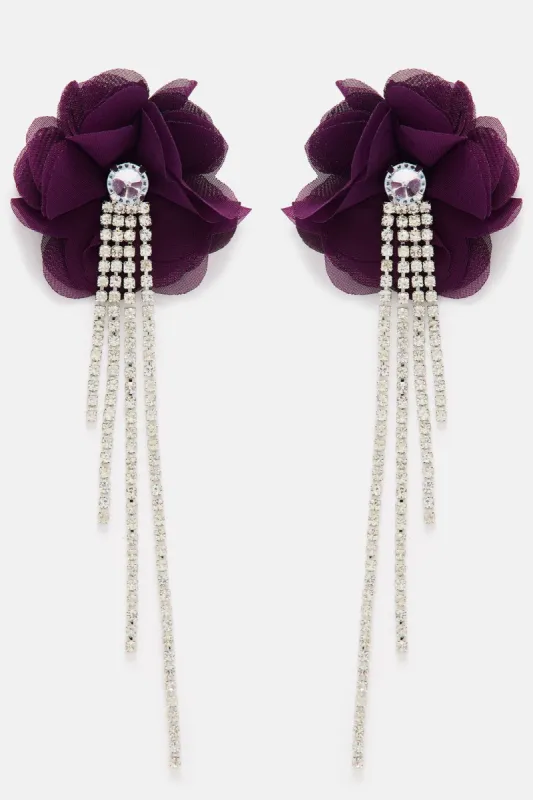 Flora Babe Drop Earrings - Purple sold by Fashion Nova