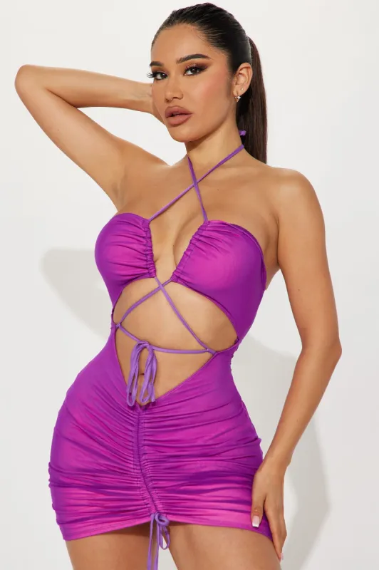 Liz Mesh Mini Dress - Purple/combo made by Fashion Nova