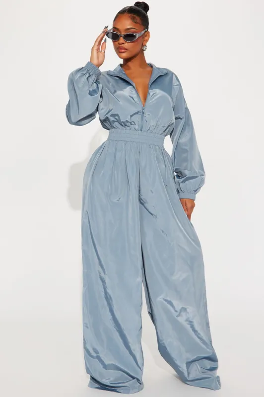 Show Me Around Jumpsuit  - Slate Blue sold by Fashion Nova