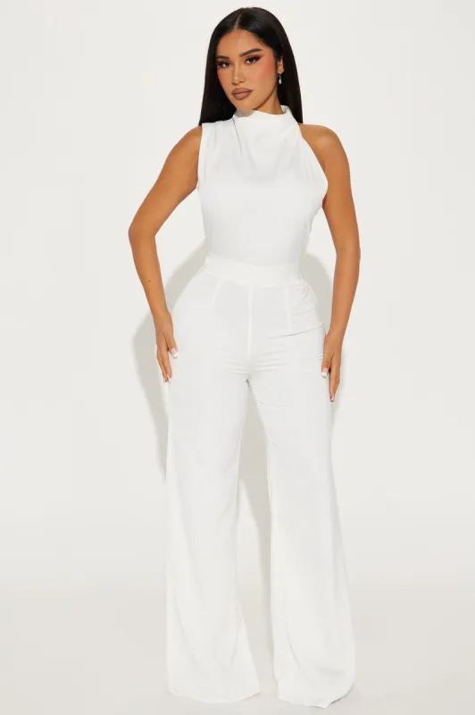 Put On A Show Satin Jumpsuit - Ivory sold by Fashion Nova
