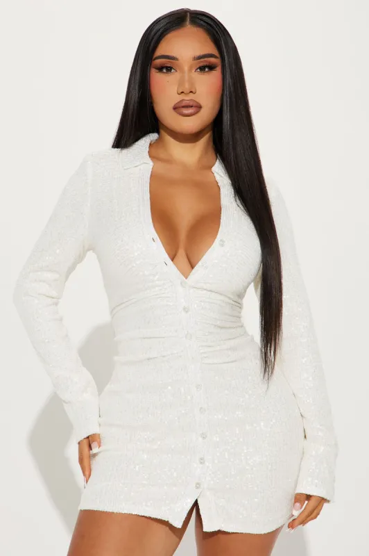 Rosalie Sequin Mini Dress - Ivory sold by Fashion Nova