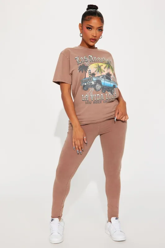 La Vida Loca Mineral Wash Legging Set - Mocha sold by Fashion Nova