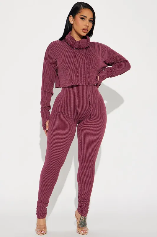 Thinking It Over 2 Piece Jumpsuit Set - Wine sold by Fashion Nova