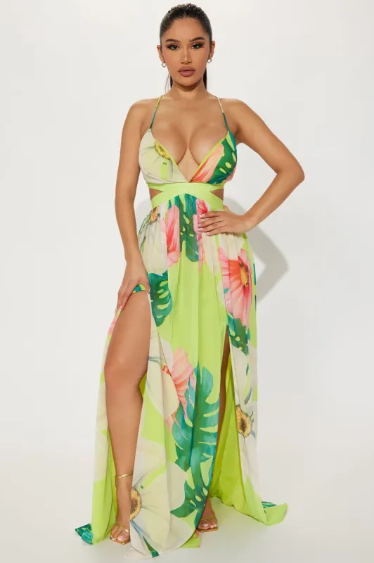 Waikiki Maxi Dress - Green/combo sold by Fashion Nova