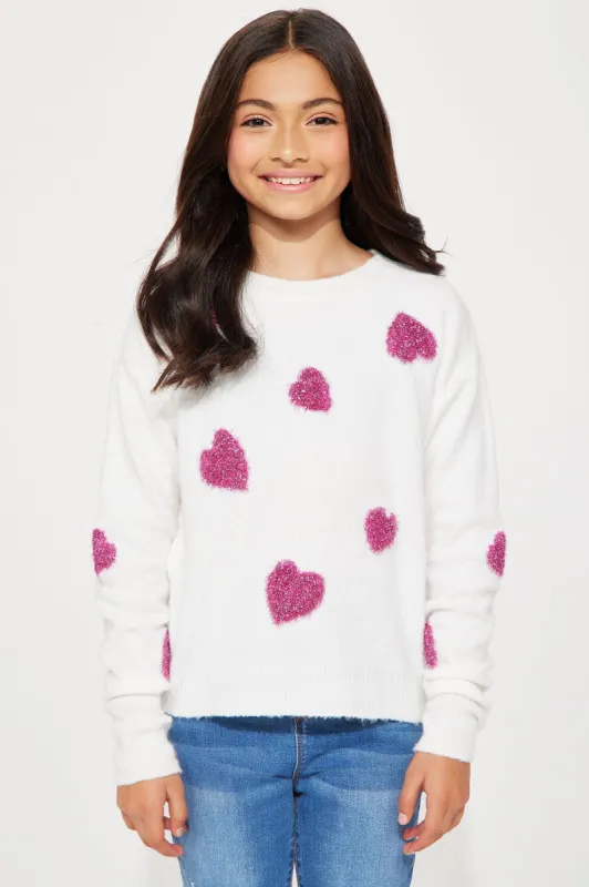 Mini Beautiful Hearts Pullover Sweater - Ivory/combo sold by Fashion Nova