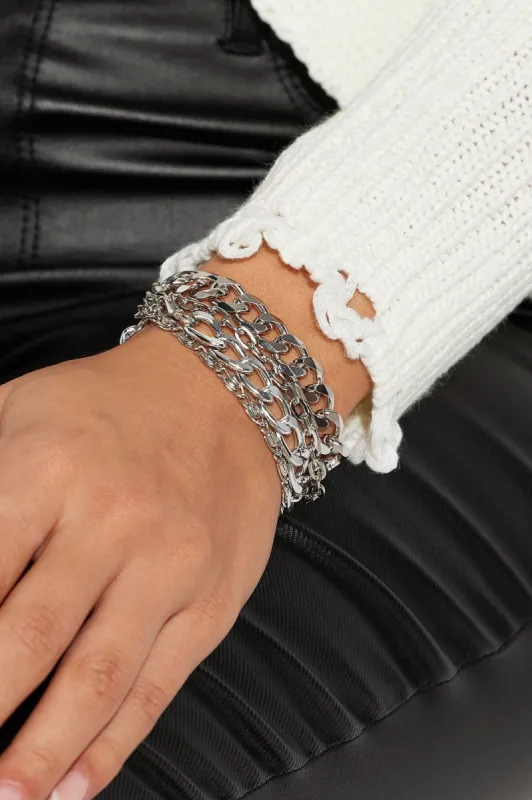Let Me Know 4 Piece Bracelet Set - Silver made by Fashion Nova