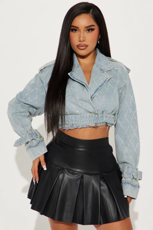 Glitter Gal Denim Jacket - Light Wash sold by Fashion Nova