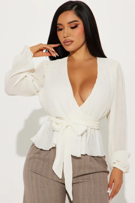 Play Time Pleated Blouse - Cream sold by Fashion Nova
