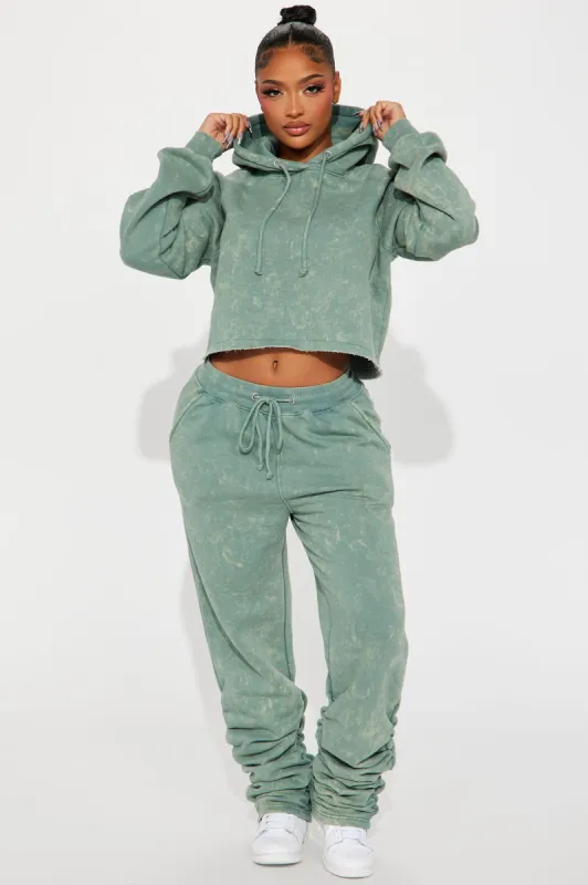 My Time Mineral Wash Jogger Set - Sage sold by Fashion Nova