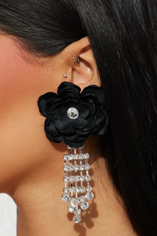 Flowers For Me Drop Earrings - Black/Silver sold by Fashion Nova
