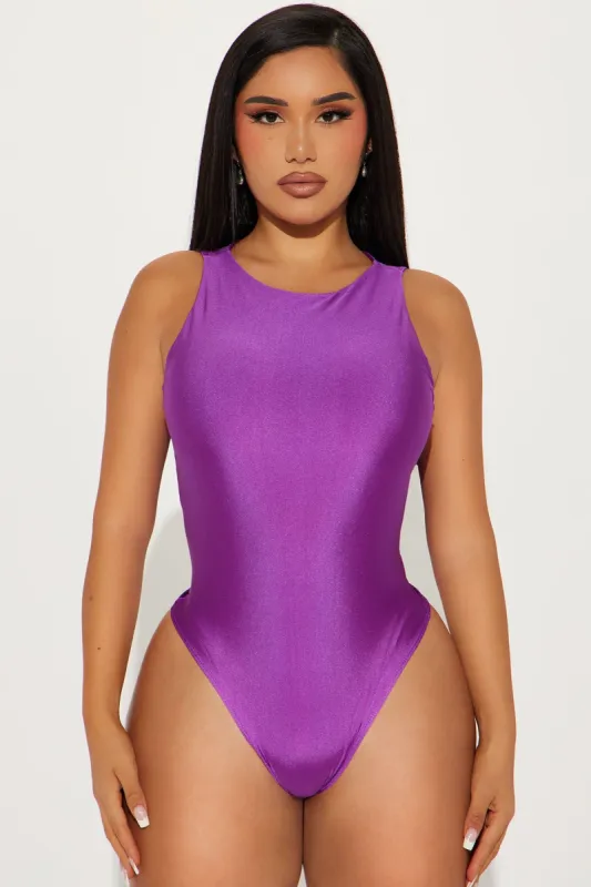 Holly Satin Bodysuit - Purple sold by Fashion Nova