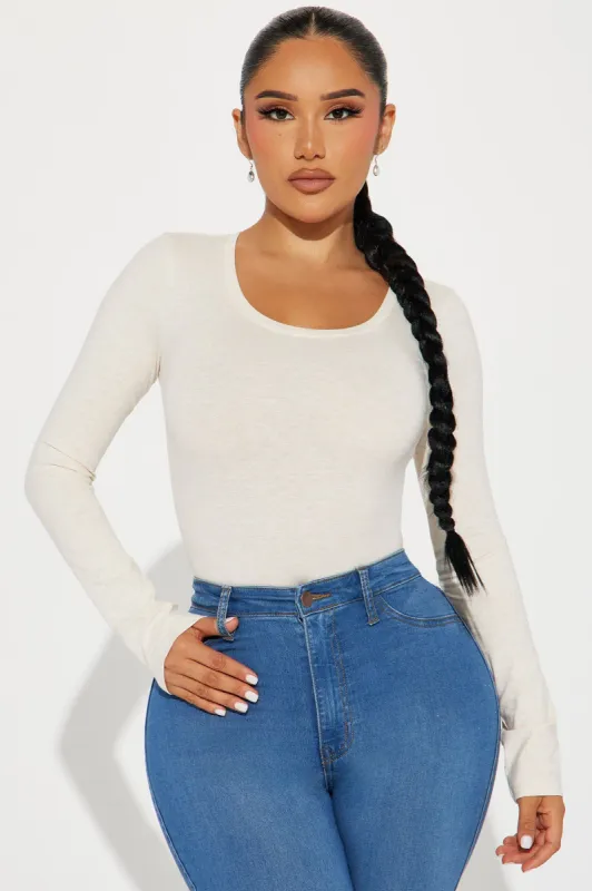 Briana Long Sleeve Top - Oatmeal sold by Fashion Nova