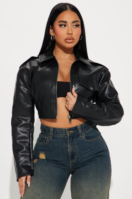 Alexis Cropped Moto Jacket - Black sold by Fashion Nova