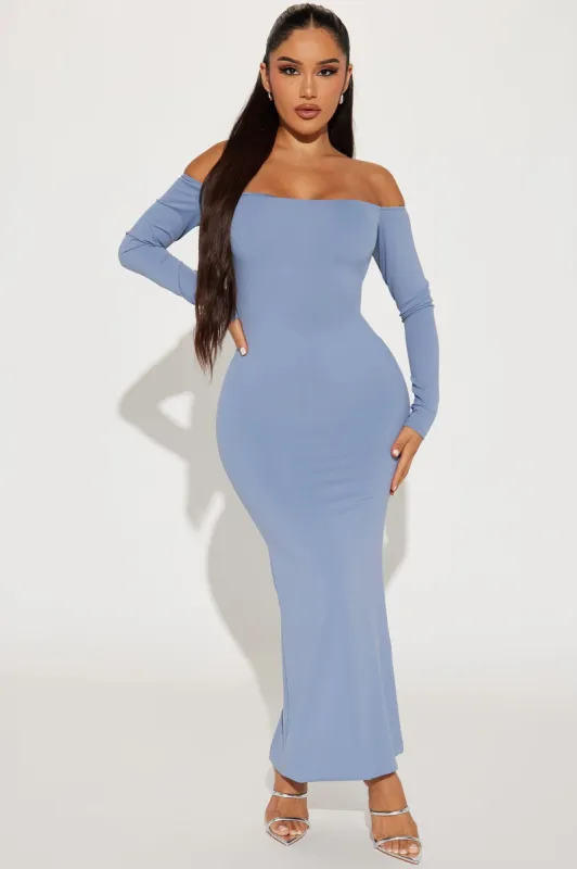 Monaco Backless Midi Dress - Slate Blue sold by Fashion Nova
