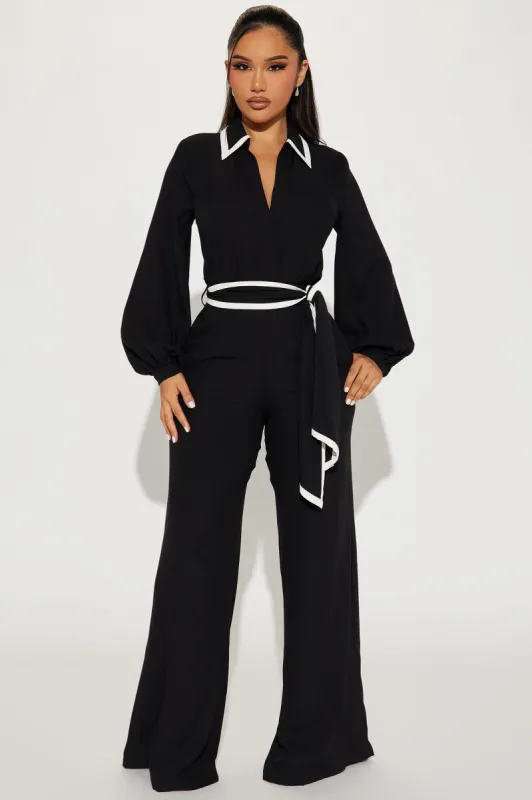 Small Talk Jumpsuit - Black/White sold by Fashion Nova