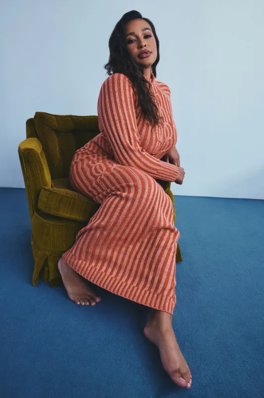 Macie Sweater Maxi Dress - Orange sold by Fashion Nova